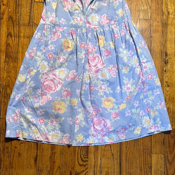 LAURA ASHLEY VTG Women's Blue Pink Yellow Floral Tiered Midi Dress Cotton Size 8 - Picture 10 of 10